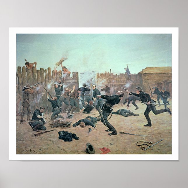 Póster Defendiendo el Fuerte: Indios atacan una caballerí (Frente)