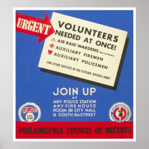 Póster Defensa de Filadelfia - se necesitan voluntarios -