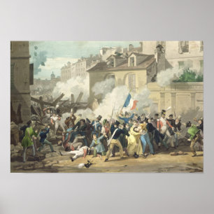 Póster Defensa de una barricada, el 29 de julio de 1830