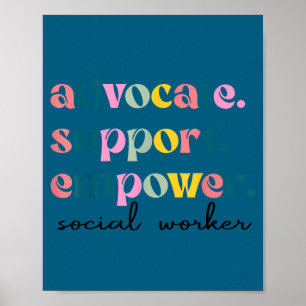 Póster Defensor apoyo empoderar lindo trabajador social