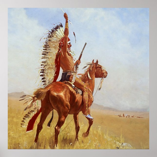 Póster "Defiance" Western Art de Frederic Remington (Frente)