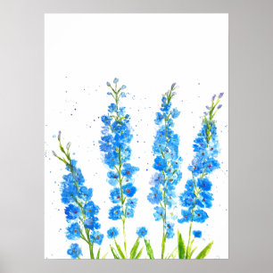 Póster Definador azul acuarela floral elegante rústico