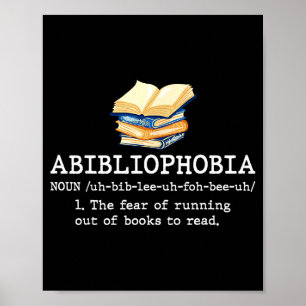 Póster definición de abibliophobia lectura divertida libr