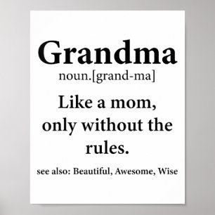 Póster Definición De Abuela Como Mamá Sin Reglas Graciosa