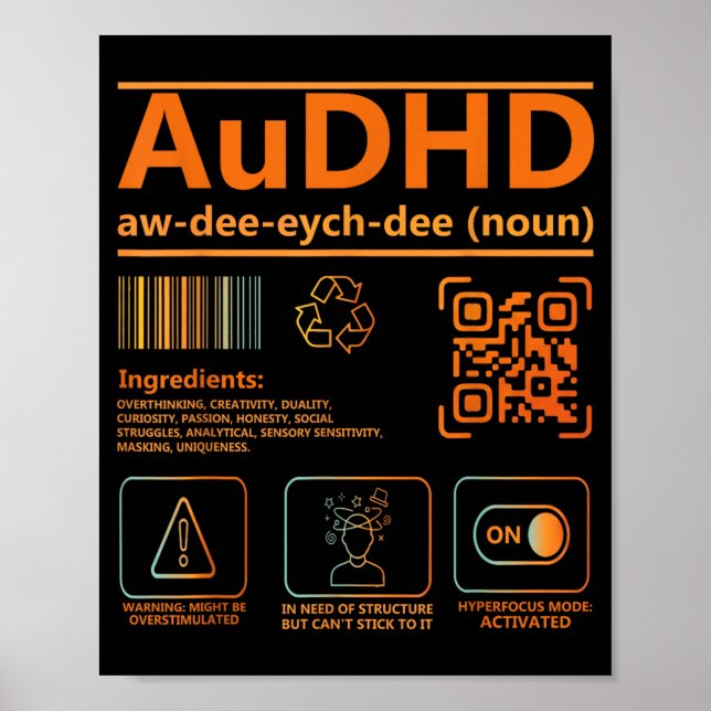 Póster Definición de AuDHD Gráfico de Conciencia de la Ne (Frente)