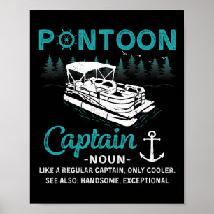 Póster Definición de Capitán de Pontón Divertida Barco de