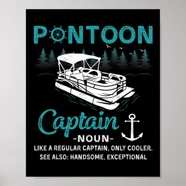 Póster Definición de Capitán de Pontón Divertida Barco de (Frente)