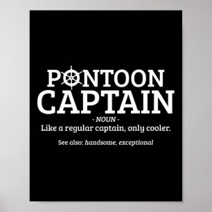 Póster Definición de Capitán de Pontón Divertido Barco de