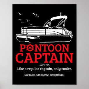 Póster Definición de Capitán de Pontón Divertido Barco de