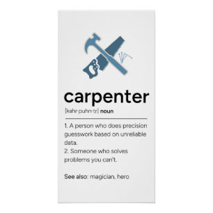 Póster Definición de carpintero con herramientas