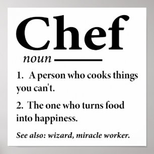 Póster Definición de Chef Divertida Chef de Cocina Divert