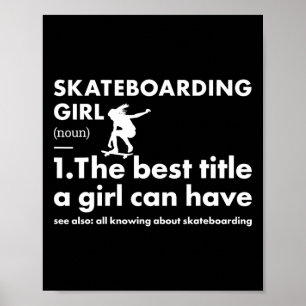 Póster Definición de chica deportiva skateboarding 