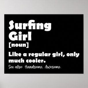 Póster Definición de chica surfista divertida mujeres