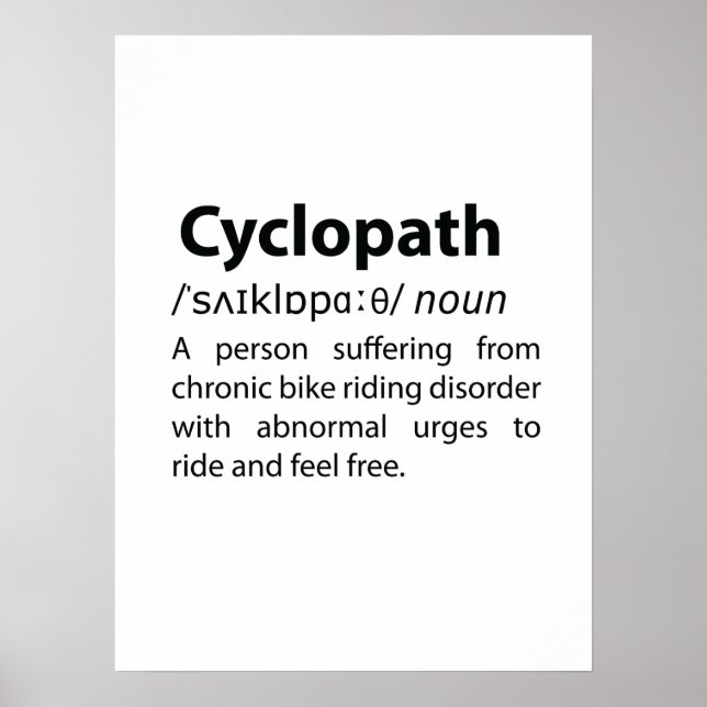 Póster Definición de diccionario divertida de Cyclopath (Frente)