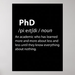 Póster Definición de diccionario divertida de PhD