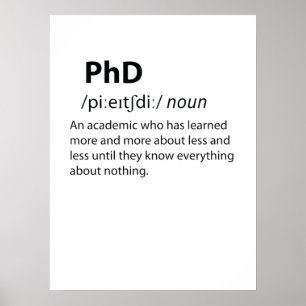 Póster Definición de diccionario divertida de PhD
