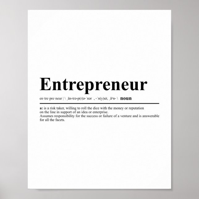 Póster Definición de emprendedor | Cotización motivaciona (Frente)