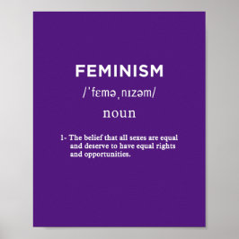 Póster definición de feminismo vertical púrpura