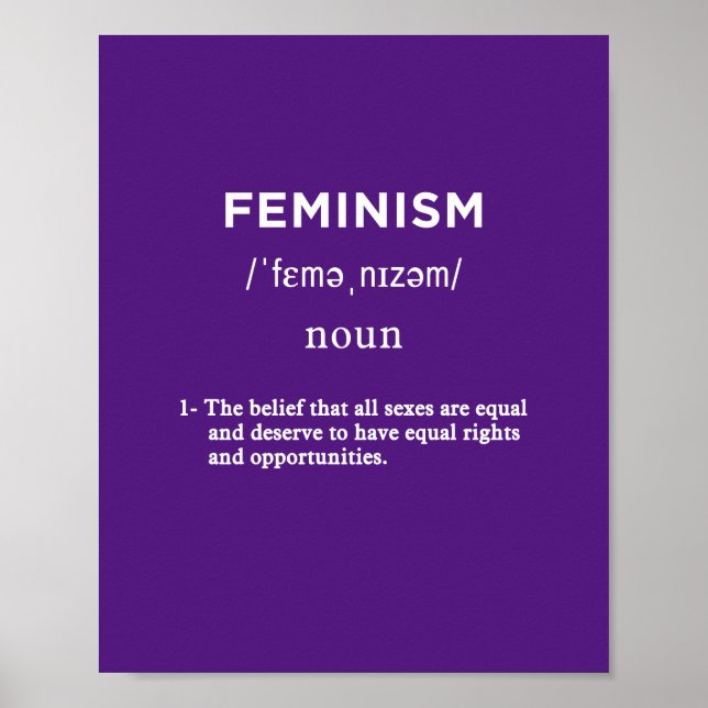 Póster definición de feminismo vertical púrpura (Frente)