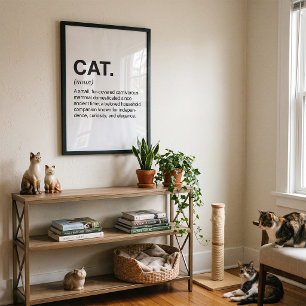 Póster Definición de Gato Sustantivo Amante de Gatos Dive
