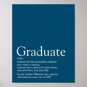 Póster Definición de Graduado Personalizada Moderna Azul 