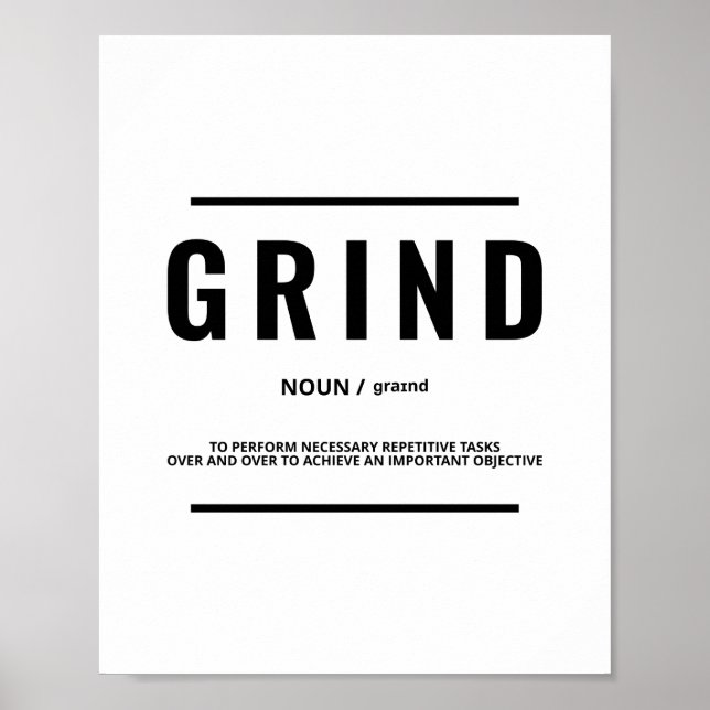 Póster Definición de Grind | Cotización motivacional (Frente)