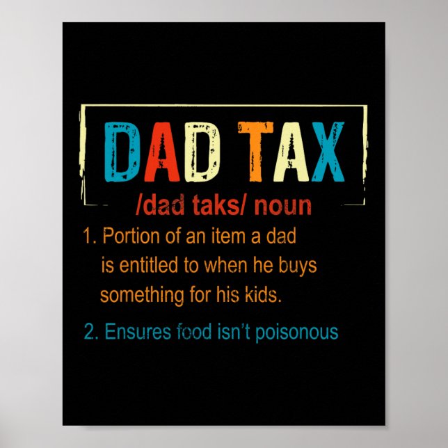 Póster Definición de impuestos de papá Divertido padre Dí (Frente)