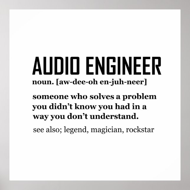 Póster Definición de ingeniería de audio de ingeniero de  (Frente)