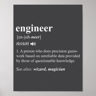Póster Definición de ingeniero divertida ingeniería mecán
