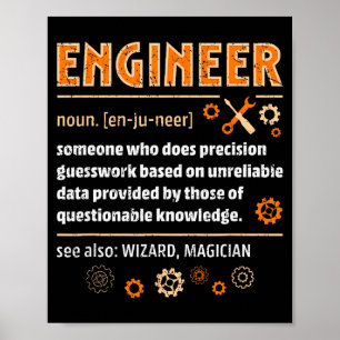 Póster Definición de ingeniero divertida ingeniería nerd