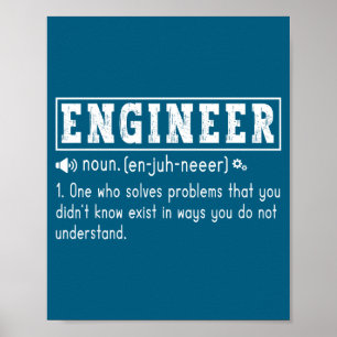 Póster Definición de ingeniero divertido Solución de prob