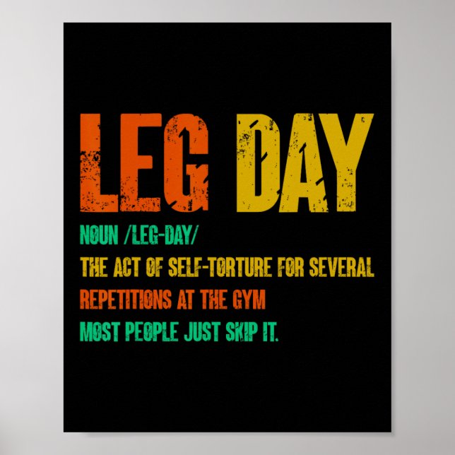 Póster Definición de Leg Day Gym Pump Sobredimensionamien (Frente)