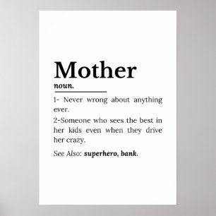 Póster Definición de Madre Chiste de Mamá Divertido