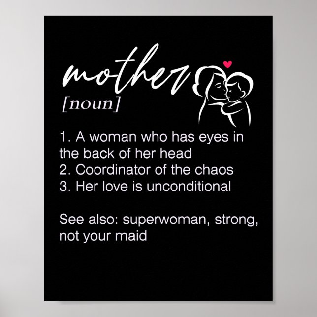 Póster Definición de madre Feliz Día de la Madre (Frente)