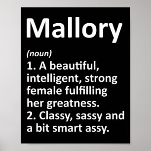 Póster Definición de Mallory Nombre Personalizado Regalo