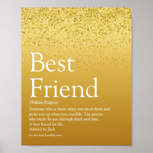 Póster Definición de Mejor Amigo Pure Gold Glitter Glam