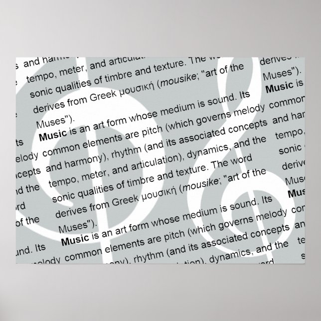 Póster definición de música con g-clef (Frente)