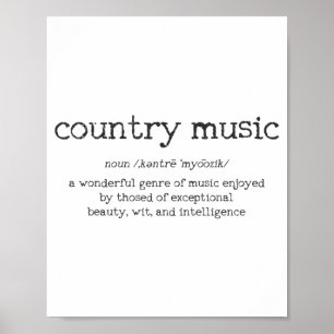 Póster Definición de música country dicho divertido regal