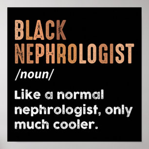 Póster Definición de Nefrólogo Negro Divertida Nefrología