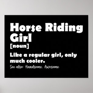 Póster Definición de niña montando a caballo Divertida ni