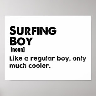 Póster Definición de niño surfista divertido deporte surf