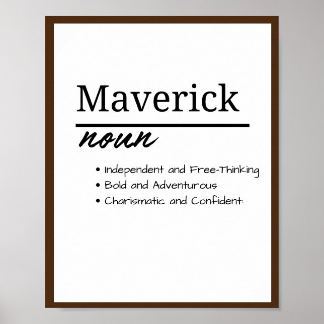 Póster Definición de nombre personalizada de Maverick, Bo (Frente)