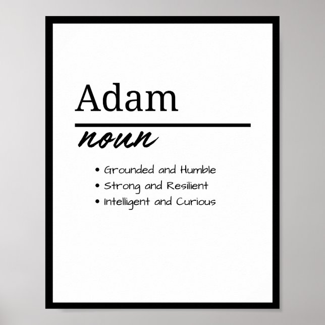 Póster Definición de nombre personalizado de Adam, Boy (Frente)
