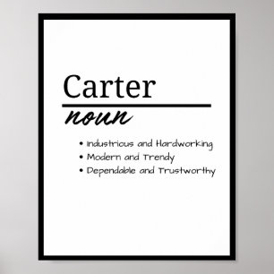 Póster Definición de nombre personalizado de Carter, Boy