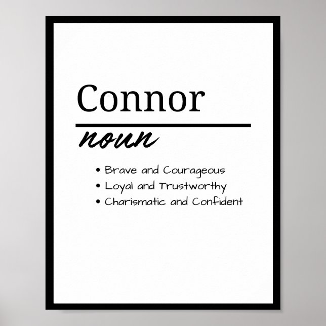 Póster Definición de nombre personalizado de Connor, Boy (Frente)