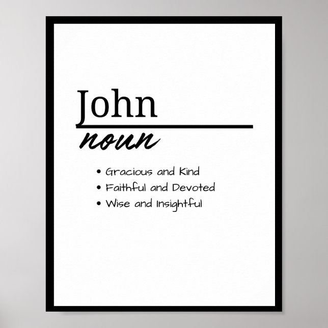 Póster Definición de nombre personalizado de John, Boy (Frente)