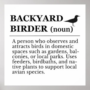 Póster Definición de observador de aves en el patio trase