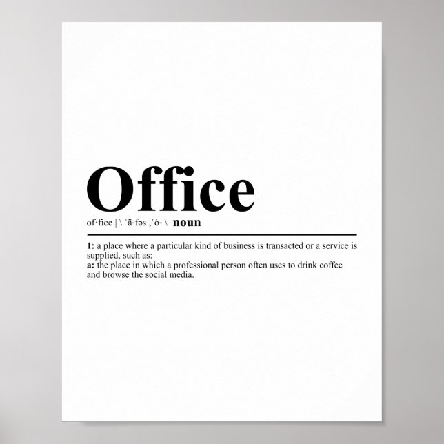 Póster Definición de Office | Cita divertida (Frente)