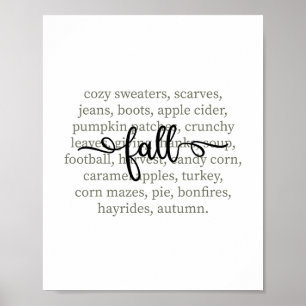 Póster Definición de Otoño Acogedor Palabras de Otoño Vib
