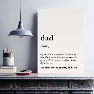 Póster Definición de papá divertida con nombres de hijos